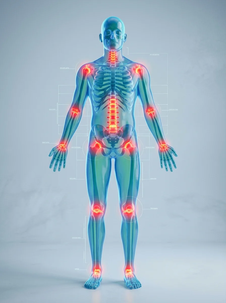 Mapa Anatômico 3D de Desgaste e Inflamação Articular